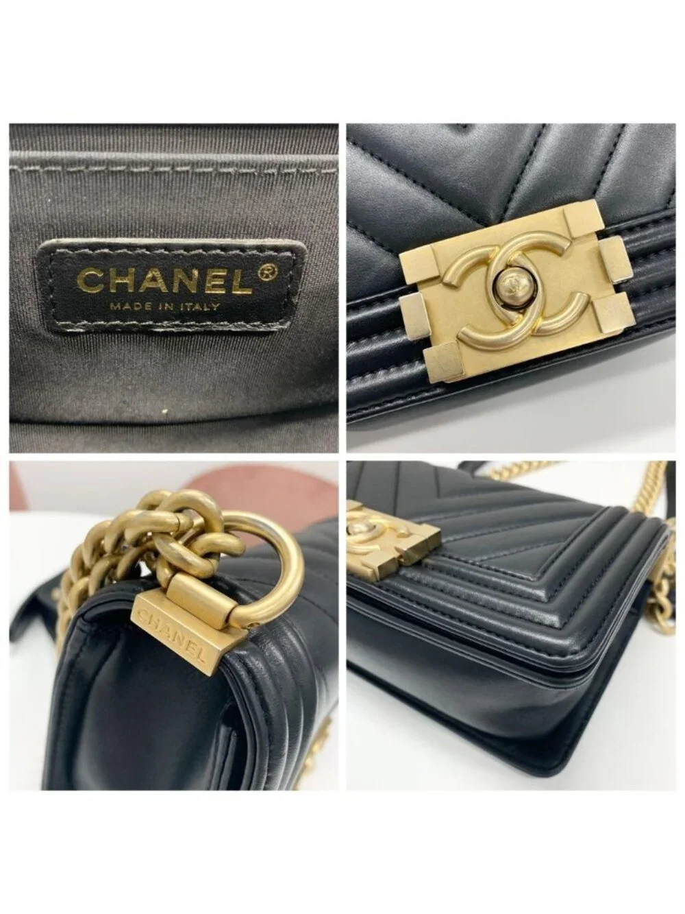 Chanel Boy 20 Lambskin CC Logo Small Stitch Bag